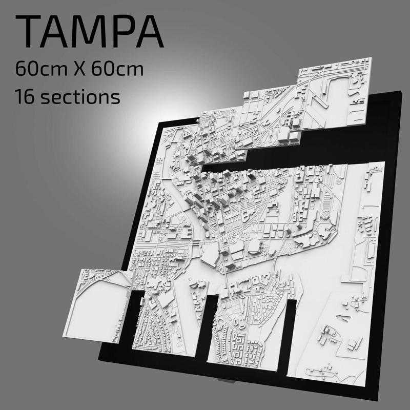 3D Tampa | Digital Files | 3D STL File | Tampa 3D Map | 3D City Art | 3D Printed Landmark | Model of Tampa Skyline | 3D Art