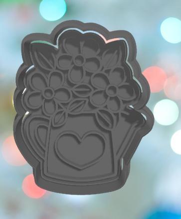 Mothers Day Watering Can With Flowers Cookie Cutter