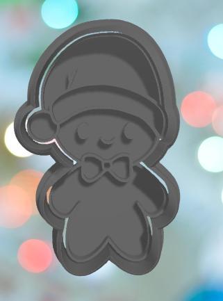Christmas Ginger Bread Man With Santa Hat Cookie Cutter