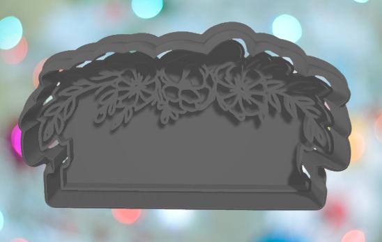 Wedding Long Floral Plaque Cookie Cutter