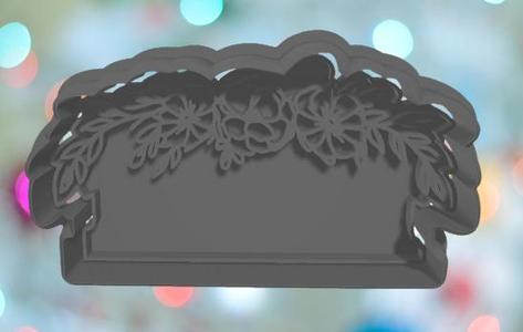 Wedding Long Floral Plaque Cookie Cutter