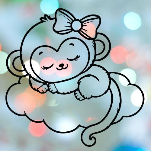 Monkey Girl Sleeping On Cloud Cookie Cutter