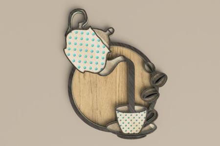 Pouring Coffee layered 3D Art