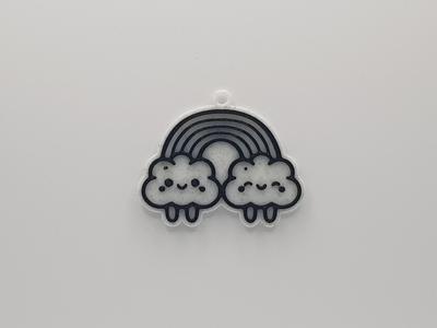 Cute Clouds and Rainbow Keychain