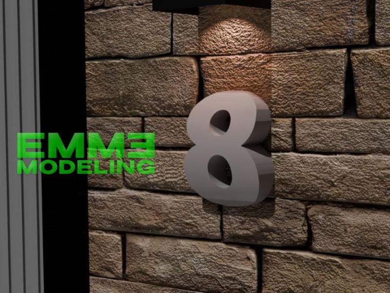 House Number 8 in Modern Rounded Style