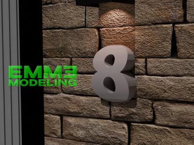 House Number 8 in Modern Rounded Style