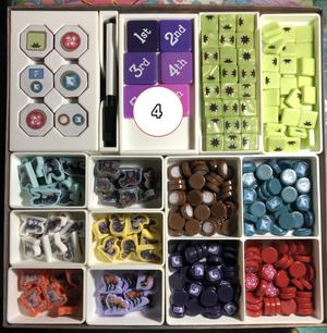 Fox Experiment organizer/insert fits 5-6 player exp, Kickstarter content, original wood fox meeples