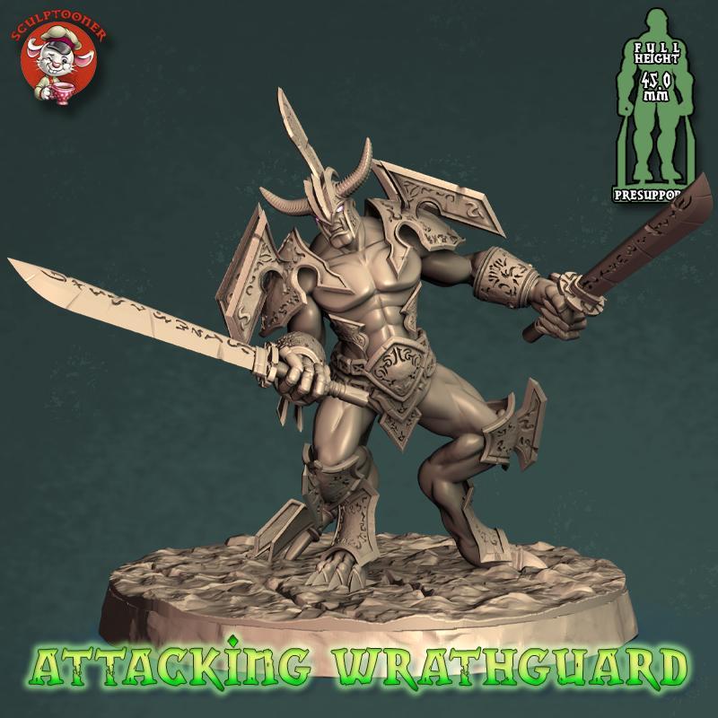 Wrathguard attacking - 32mm scale pre-supported miniature