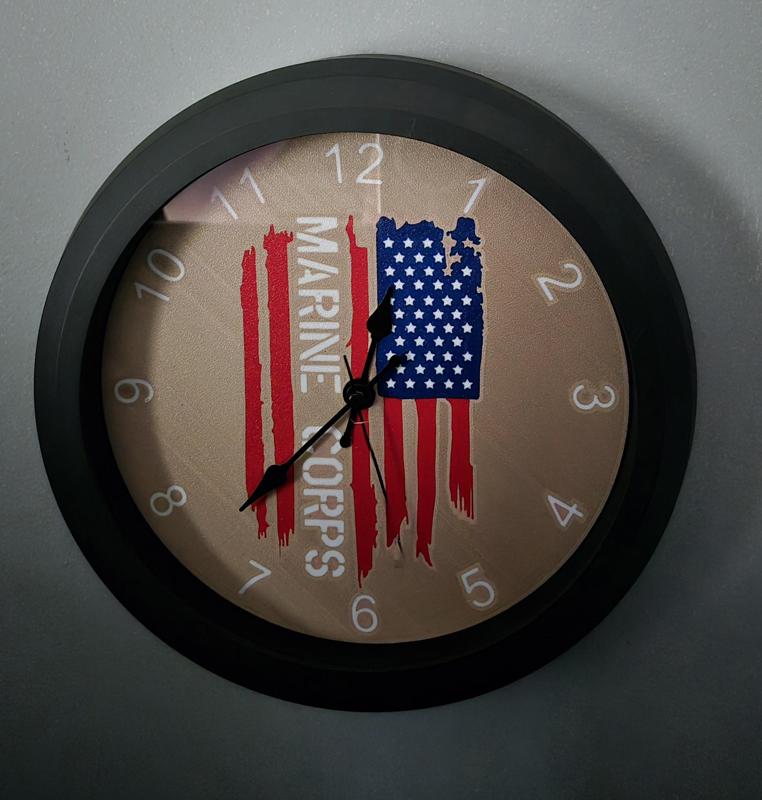 US Flag Marine Corps Clock Face