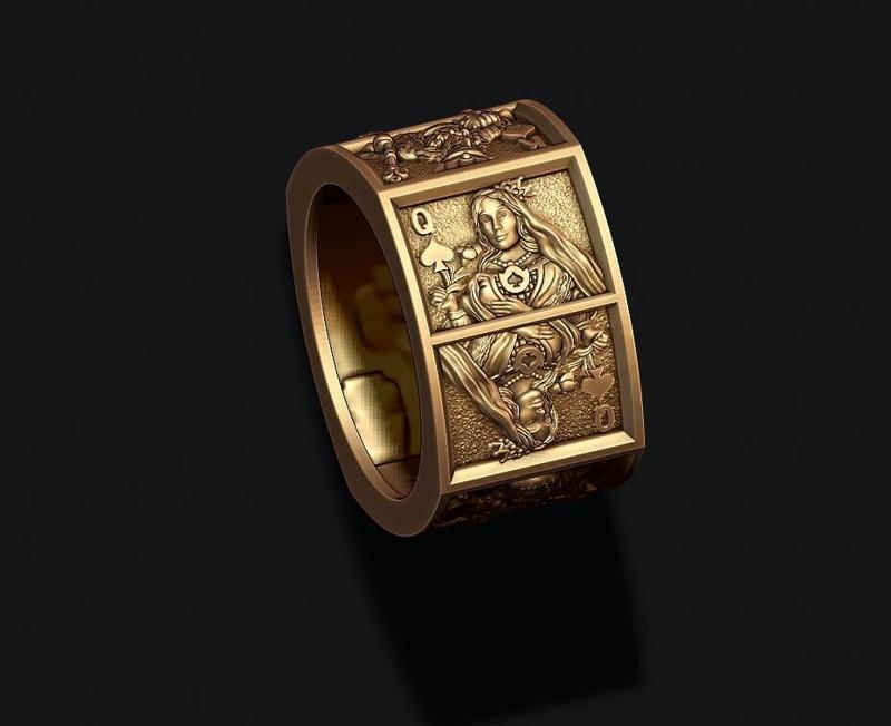 playing cards spades pairs ring 3D print model