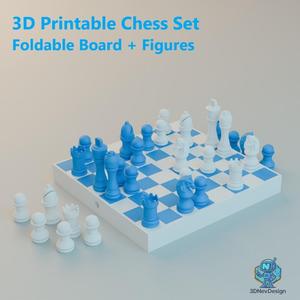 3D Printable Foldable Chess Set – Compact Storage Edition