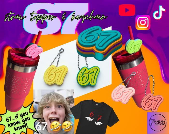 67 Straw Topper and Keychain
