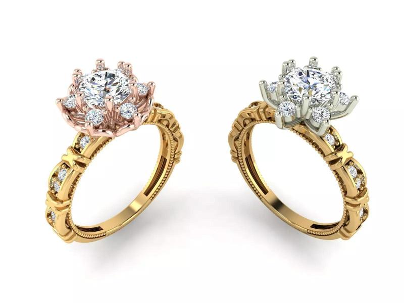 Two-piece solitaire ring