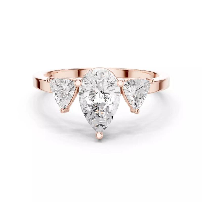 Three Stone Pear and Trillion Cut Engagement Ring 3DM STL Video