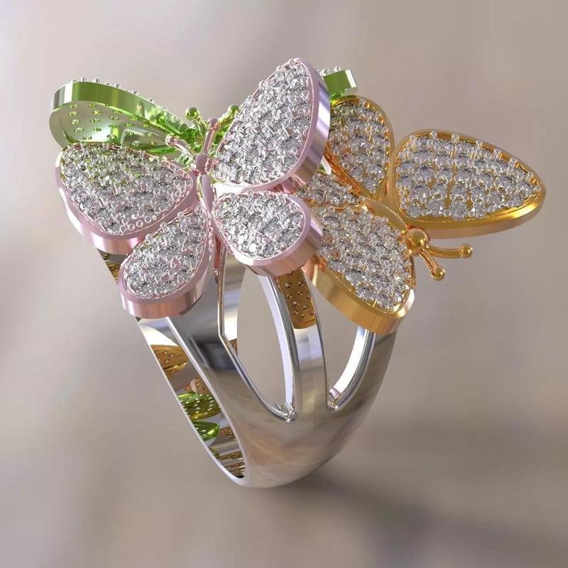 Three butterflies ring