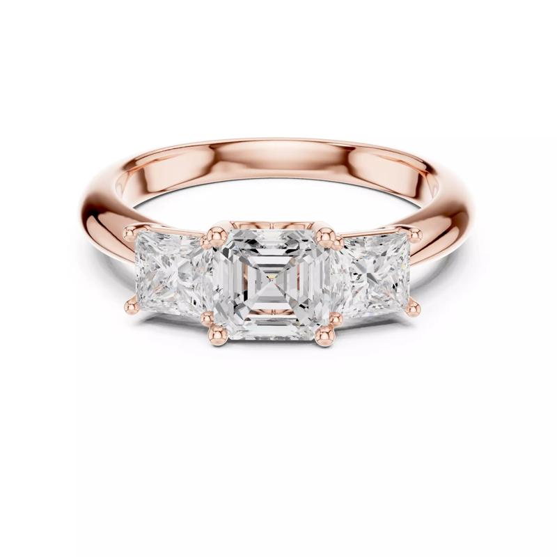 Three Stone Asscher and Princess Cut Wedding Ring 3DM STL Video