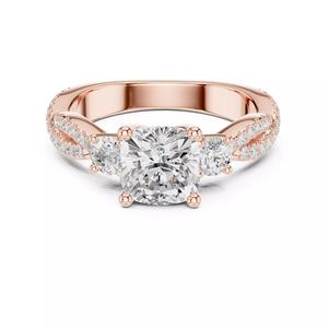 Twisted Shank Cushion Cut Diamond Engagement Ring 3DM STL Video