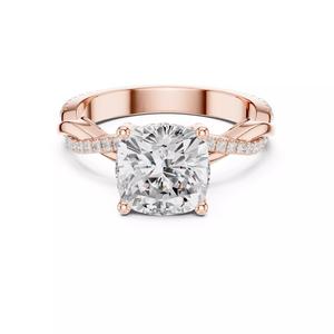 Twisted Shank Cushion Cut Diamond Engagement Ring 3DM STL Video
