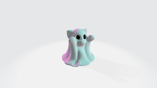 Kitty ghost for halloween - 3d model