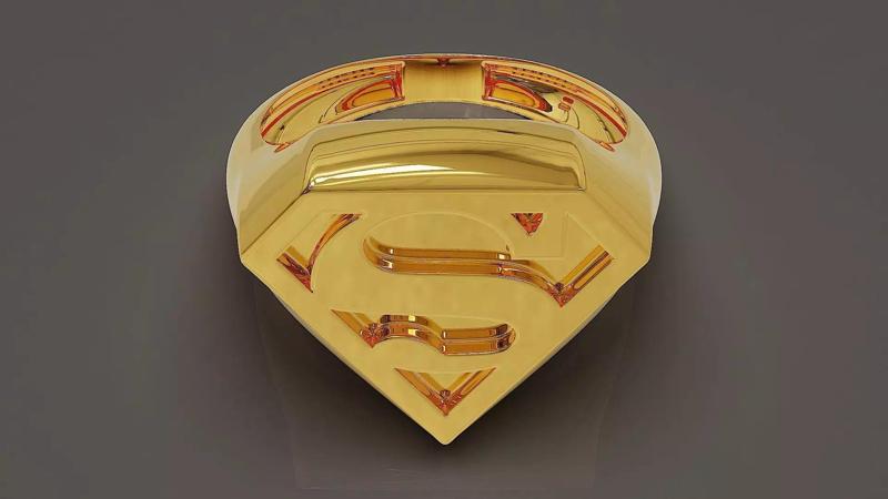Superman signet gold ring for men