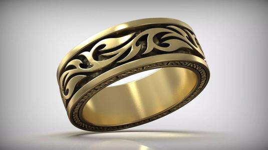 Tattoo Pattern Brutal Wide Men Ring