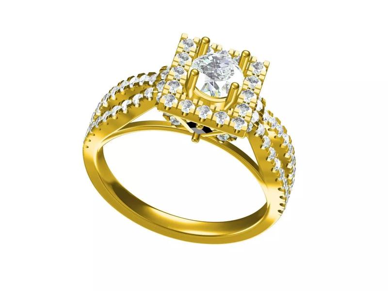 Squre Halo Micro Prong Split Shank Ring