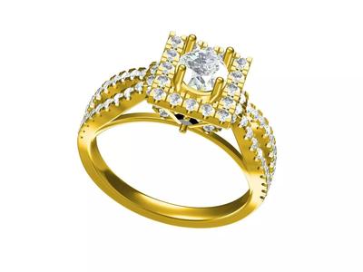 Squre Halo Micro Prong Split Shank Ring