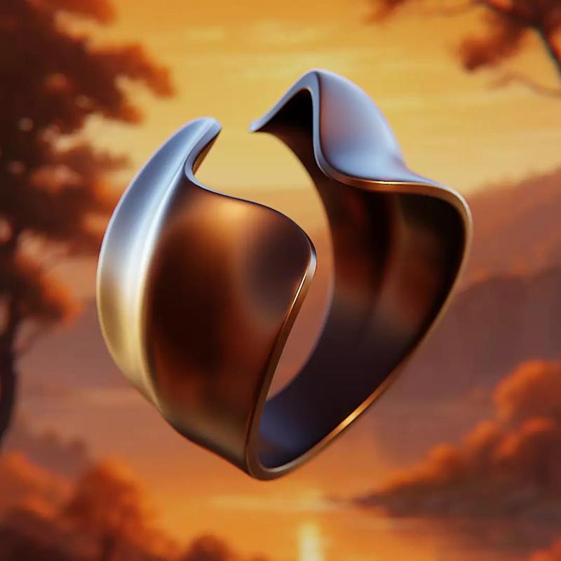 Organic Wave Ring - Modern Sculptural Jewelry 3D Model 66