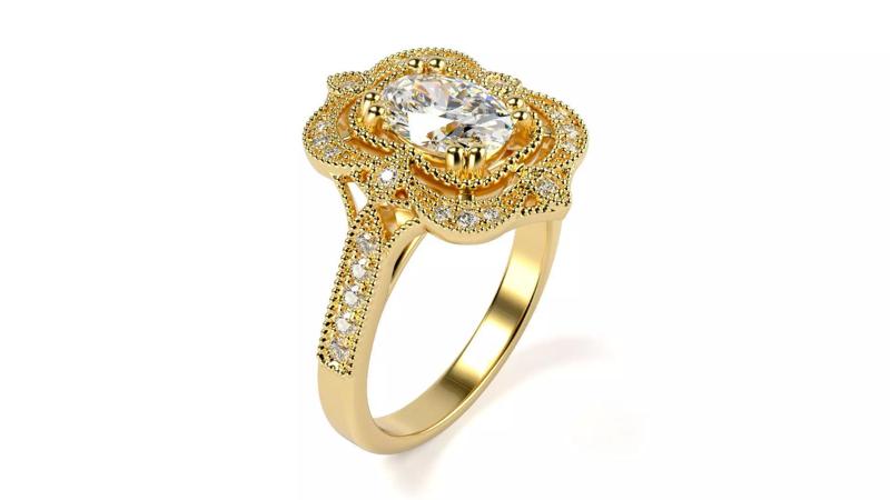 Vintage Engagement Ring With 8x6mm stone All Sizes