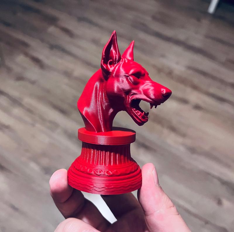 Dog Dobermann stand animal miniature head sculpture