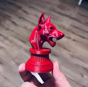 Dog Dobermann stand animal miniature head sculpture