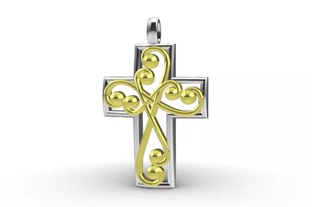 Two-tone cross pendant