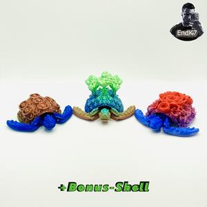 Cute Articulated Turtles #2 - Three Models - Swappable Shell - Print in Place - No Supports