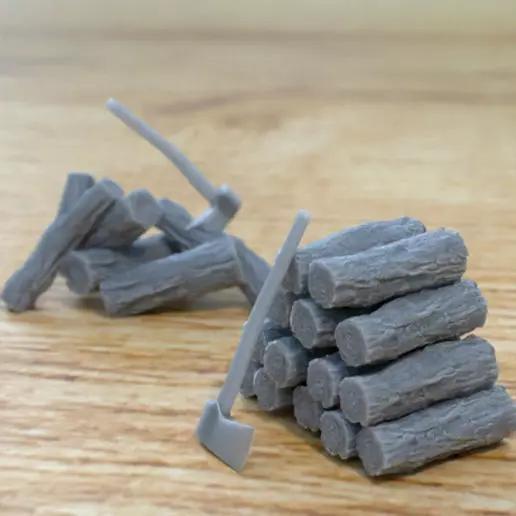 WOOD PROPS FOR TERRAIN DIORAMA TABLETOP 1-35 SUPPORTED STL