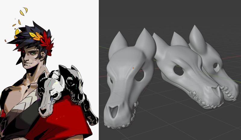 (Hades) Zagreus Shoulder Cerberus Skull - 3D-printable .STL