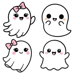 Halloween ghosts set 4 cookie cutters STL