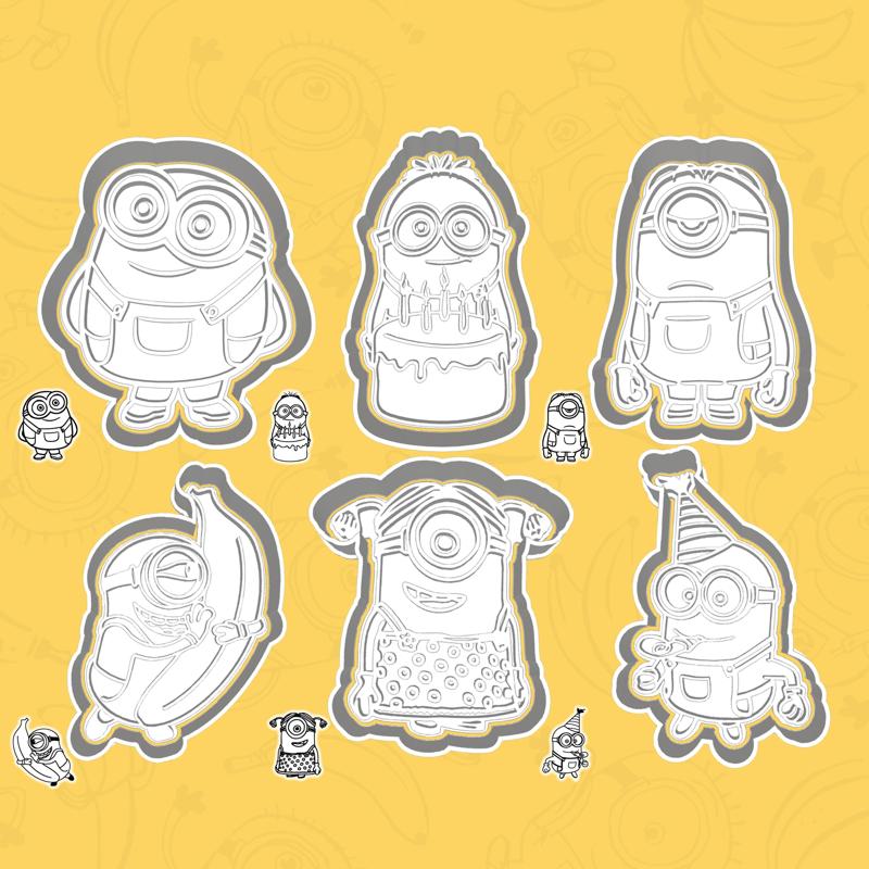Minions / Despicable Me cookie cutters - banana party set / bundle - 6 pieces