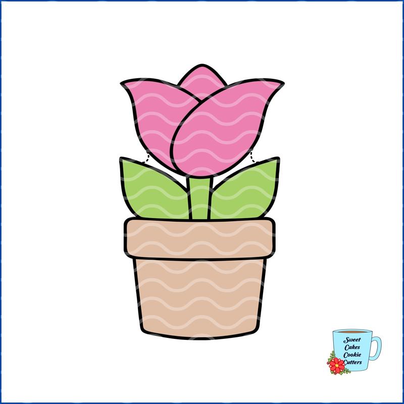 Tulip Flower Pot Cookie Cutter - Easter - Flower - 8 STL Cookie cutter files