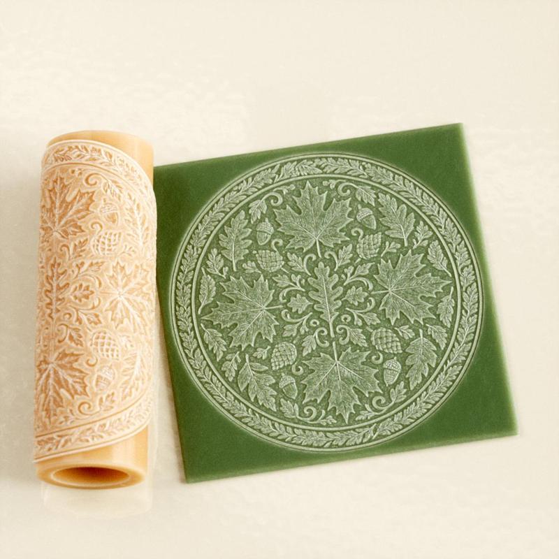 Autumn Mandala Texture Roller STL File – Engraved Clay Tool for Pottery & Ceramics