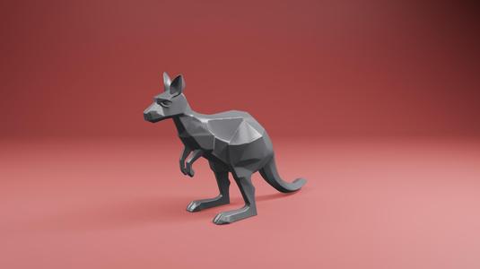 Low Poly Kangaroo – Polygon Style STL Model for 3D Printing