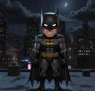 Chibi Batman on Rooftop - DC Fan Art Figurine for 3D Printing