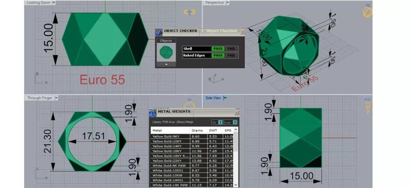 stl 3dm Ring Brilliant Geometry in Yellow Gold gr0144