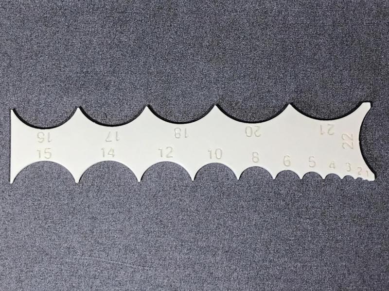 simple radius gauge 1mm to 22mm
