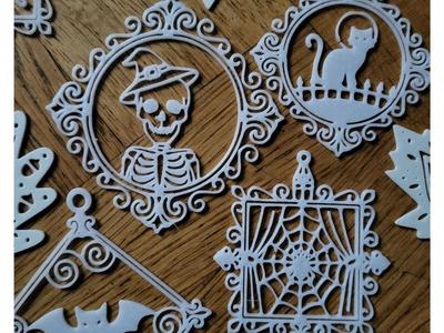Haunted Halloween Ornaments –Skeleton & Spider Web