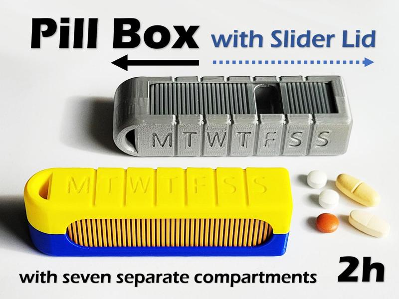 Pill Box with Slider Lid