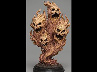 D&D-Fire Creature-4-Headed Flame Monster