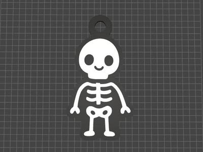 Cute Skeleton Keychain Charm – 3D Printing Model