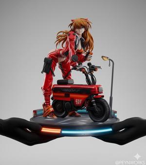 Asuka on Motorcycle - Evangelion - 3D Print Model