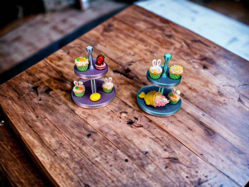 2x cake stand /2xmuffin tiers suitable for Miniverse / Mini Brands in different colors