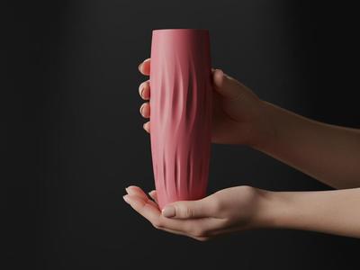 Tall Thin Vase. Elegant Twisted Pattern